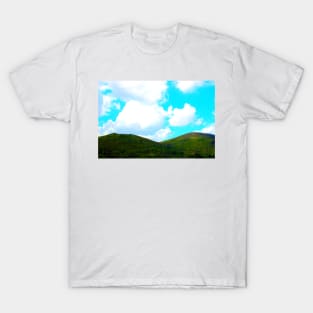 View from San Leucio at green hills and azure sky T-Shirt
